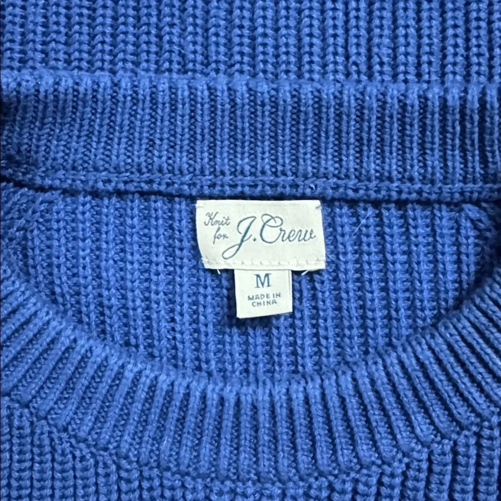 J. Crew Shaker Stitch Knit Chunky Heavy Fisherman Sweater Vivid Navy Cobalt Blue